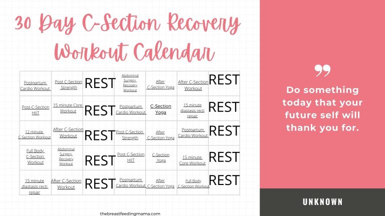 Free 30 Day C-Section Recovery Workout Plan - The Breastfeeding Mama