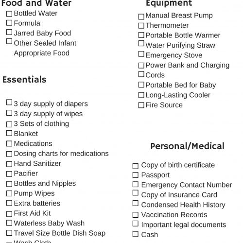 Infant Emergency Prep Printable