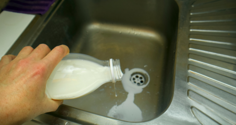 pour milk down drain