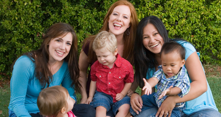 group of moms with babies