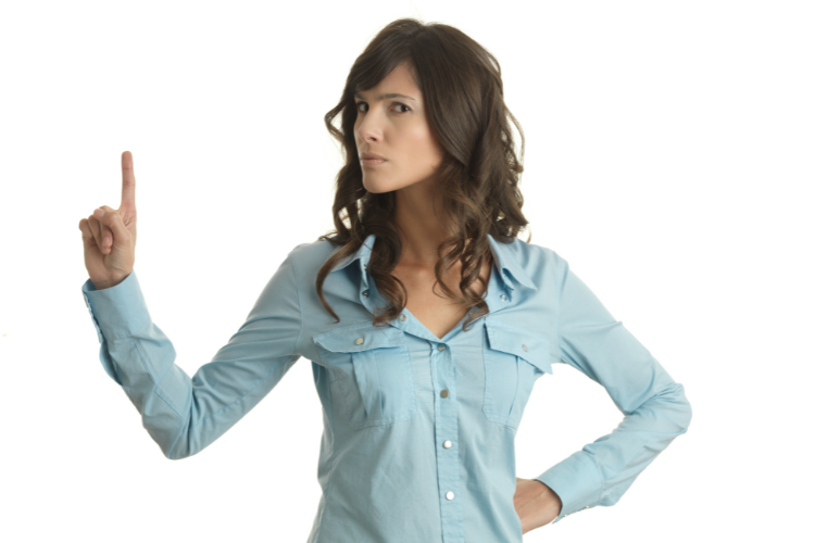 woman waving finger in disapproval