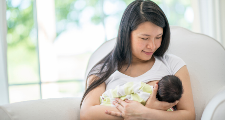 asian mom with baby